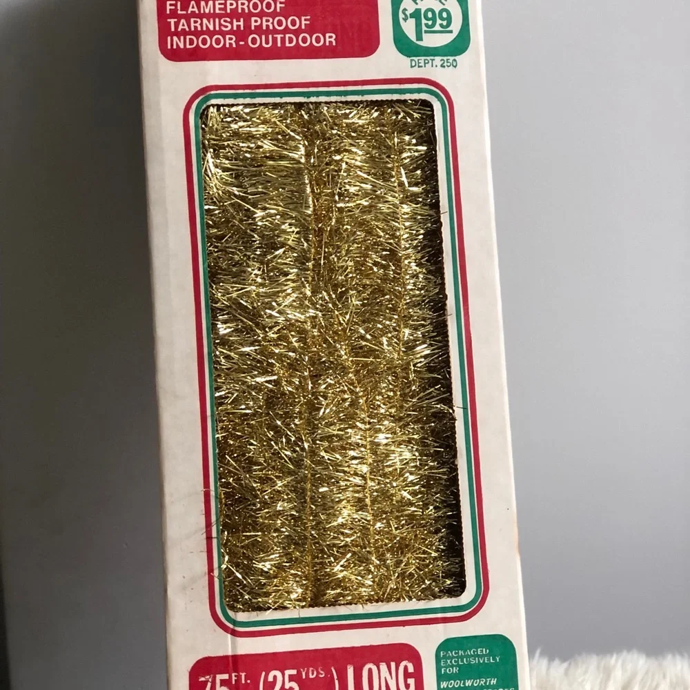 Vintage Light Gold Tone Tinsel Garland
